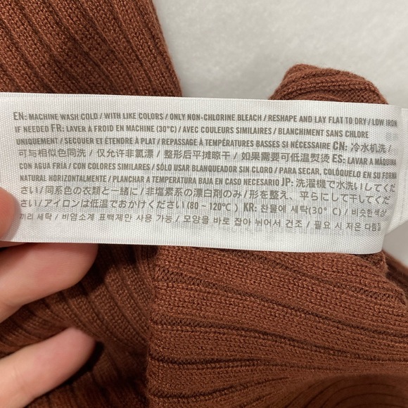 Abercrombie & Fitch Brown Ribbed Knit Midi Skirt Side Slits Women’s Size Medium - Picture 12 of 12